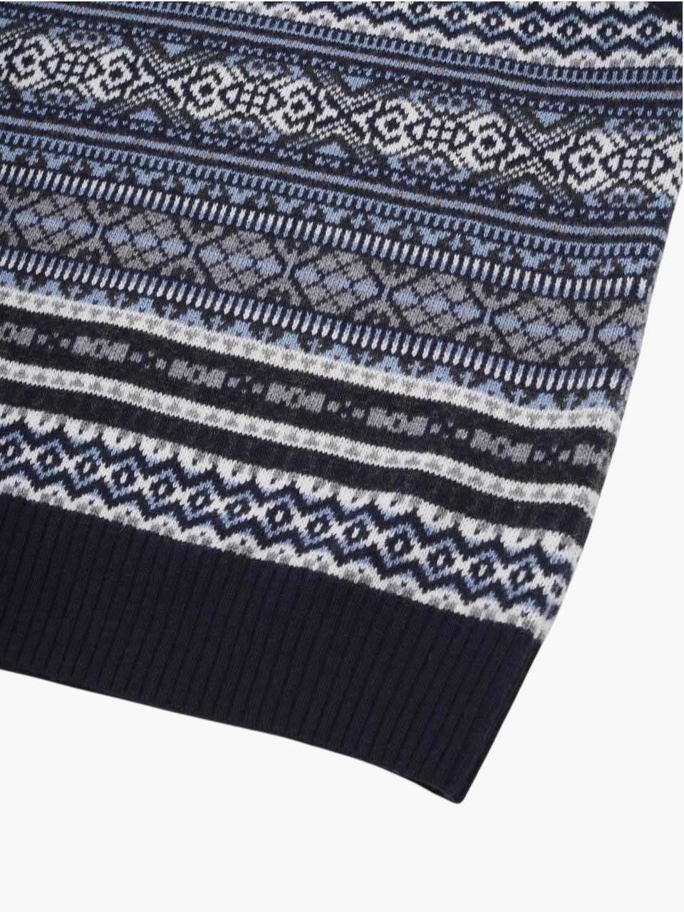 Morgano Knitted Checked Wool Vest Navy