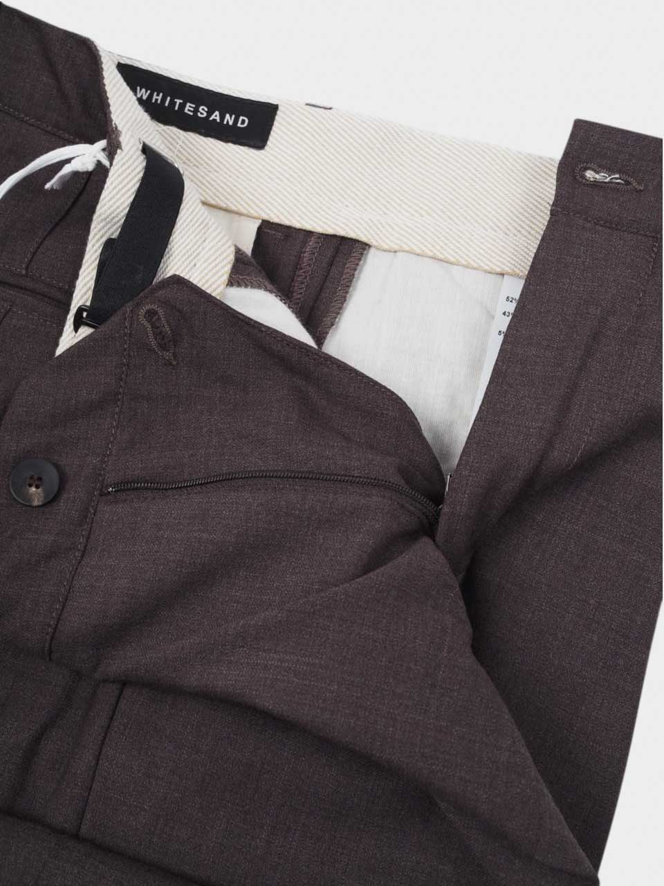 White Sand Loose Fit Wool Trousers Brown