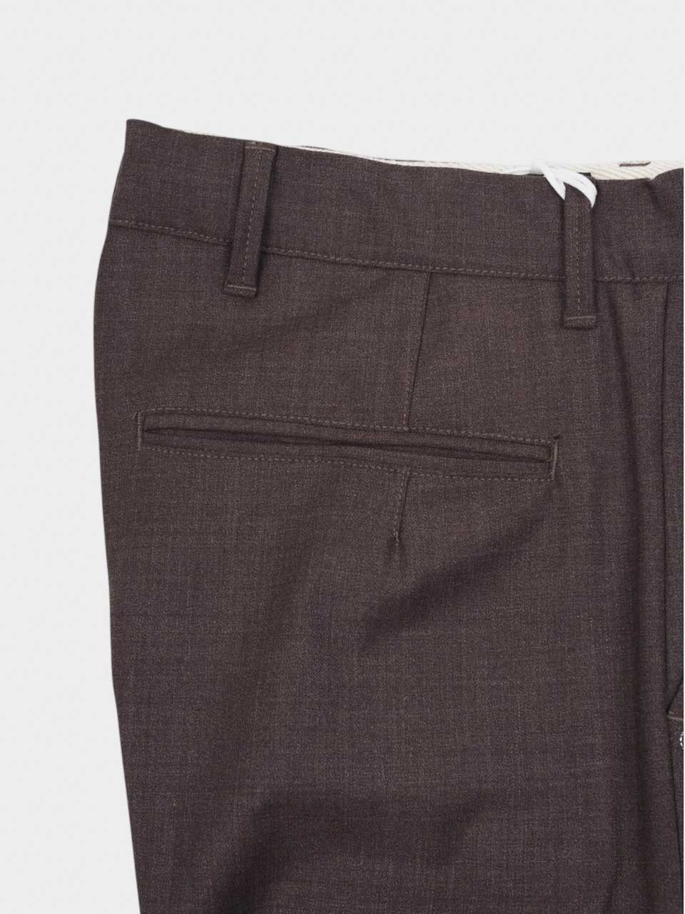 White Sand Loose Fit Wool Trousers Brown