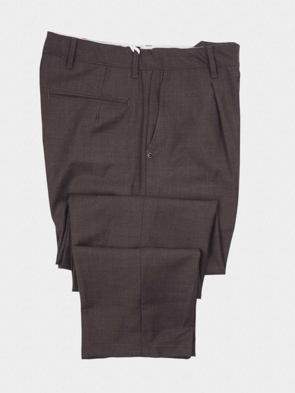 White Sand Loose Fit Wool Trousers Brown