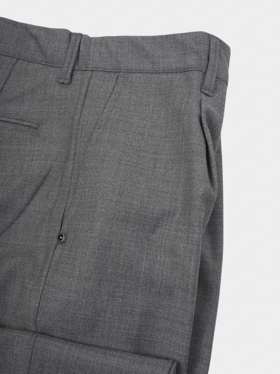 White Sand Loose Fit Wool Trousers Dark Grey