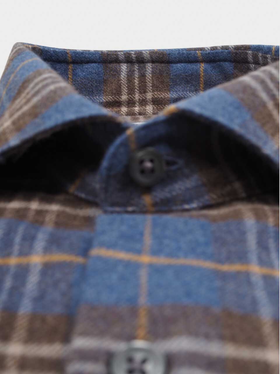 Ghirardelli 1911 Washed Flannel Checked Shirt Navy/Brown