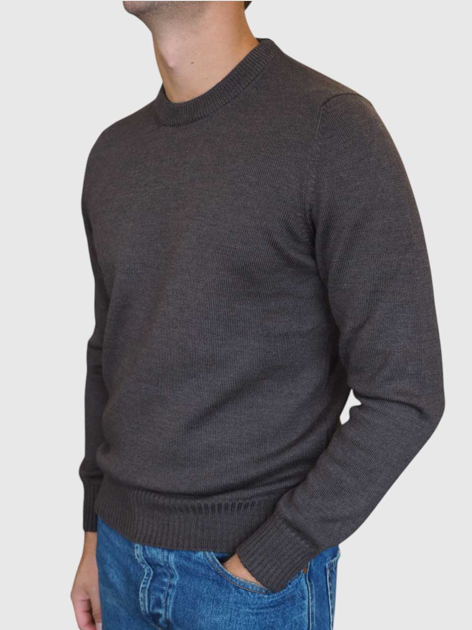 Gran Sasso Extrafine Merino Crew Neck Brown