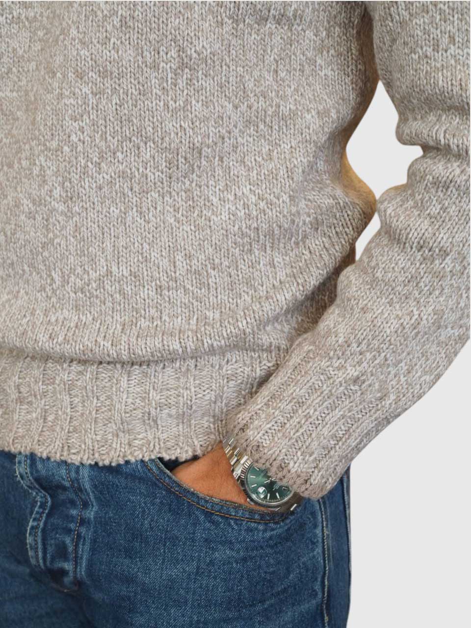 Gran Sasso Knitted Checked Crew Neck Beige