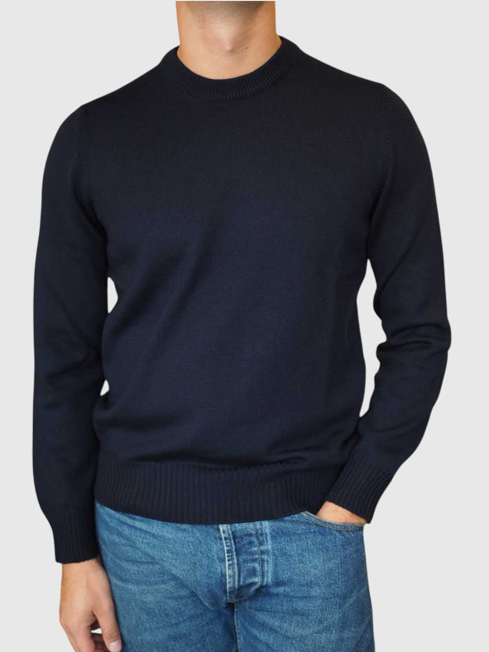 Gran Sasso Extrafine Merino Crew Neck Navy