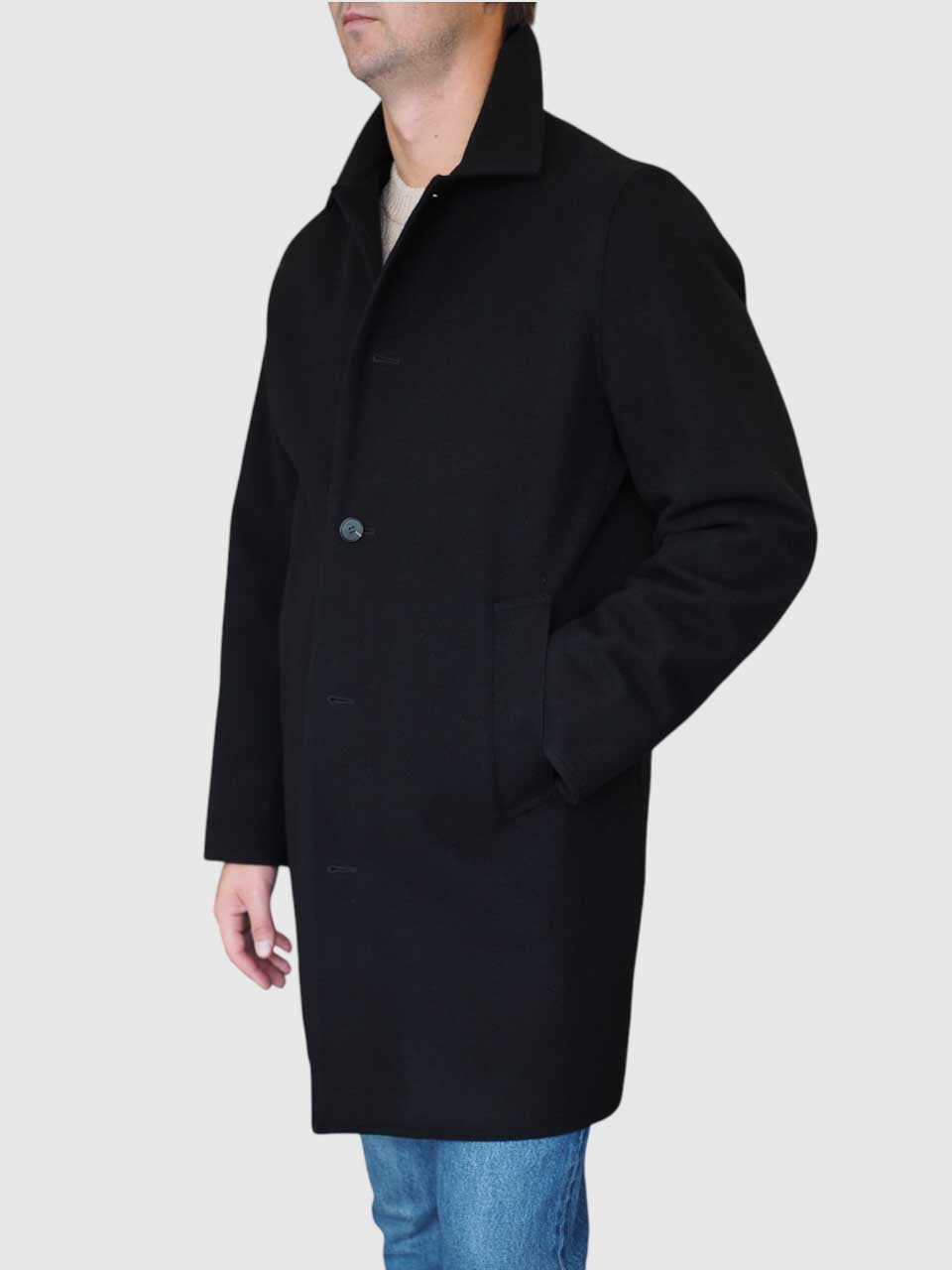 Palto Cantuccio Heavy Felt Wool Coat Black