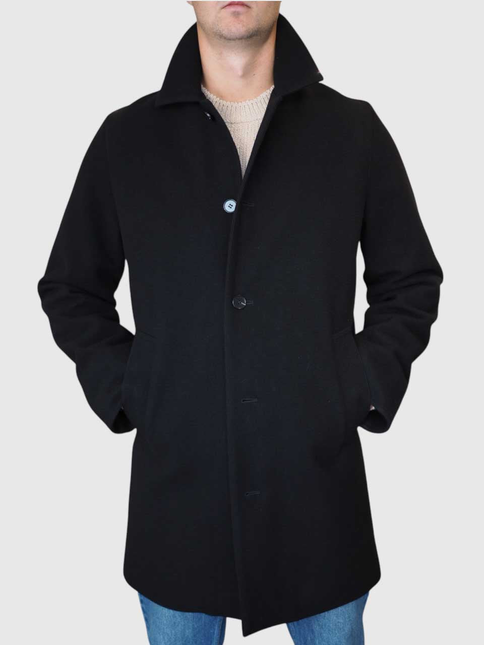 Palto Cantuccio Heavy Felt Wool Coat Black