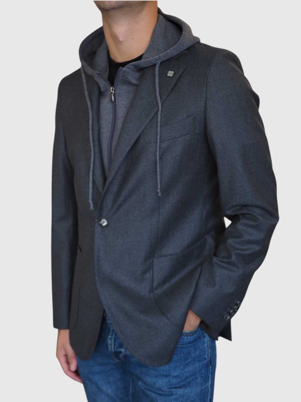 Studio 73 Knitted Flannel Hybrid Jacket Grey
