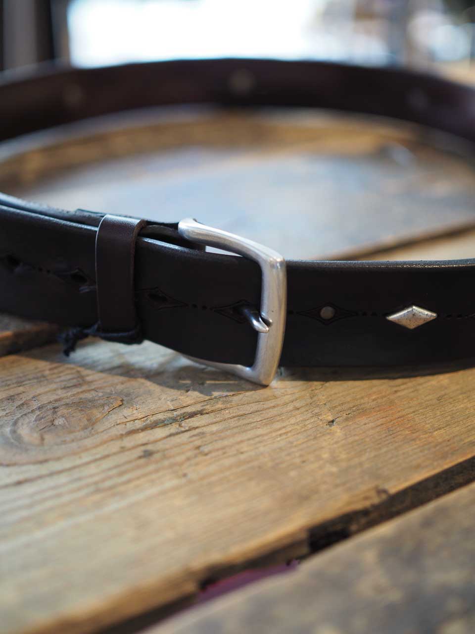 Orciani Bull Soft Engraved Leather Belt With Studs Brown