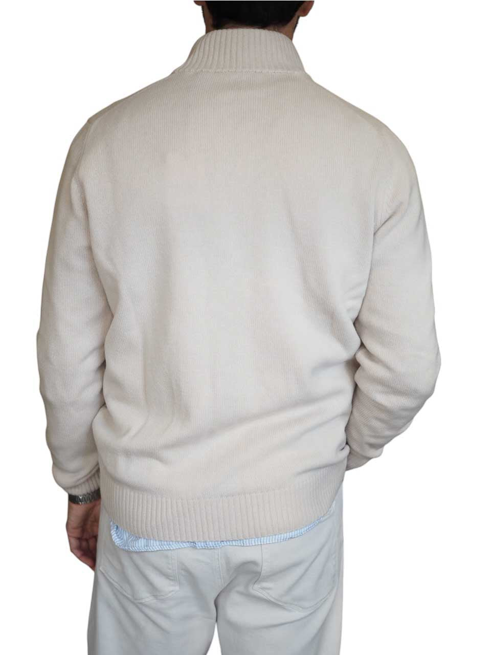 Gran Sasso Full Zip Wool Cashmere Sweater Beige