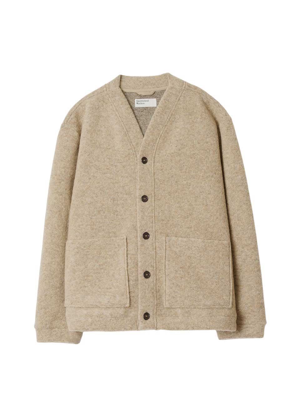 Universal Works Wool Fleece Advance Cardigan Beige