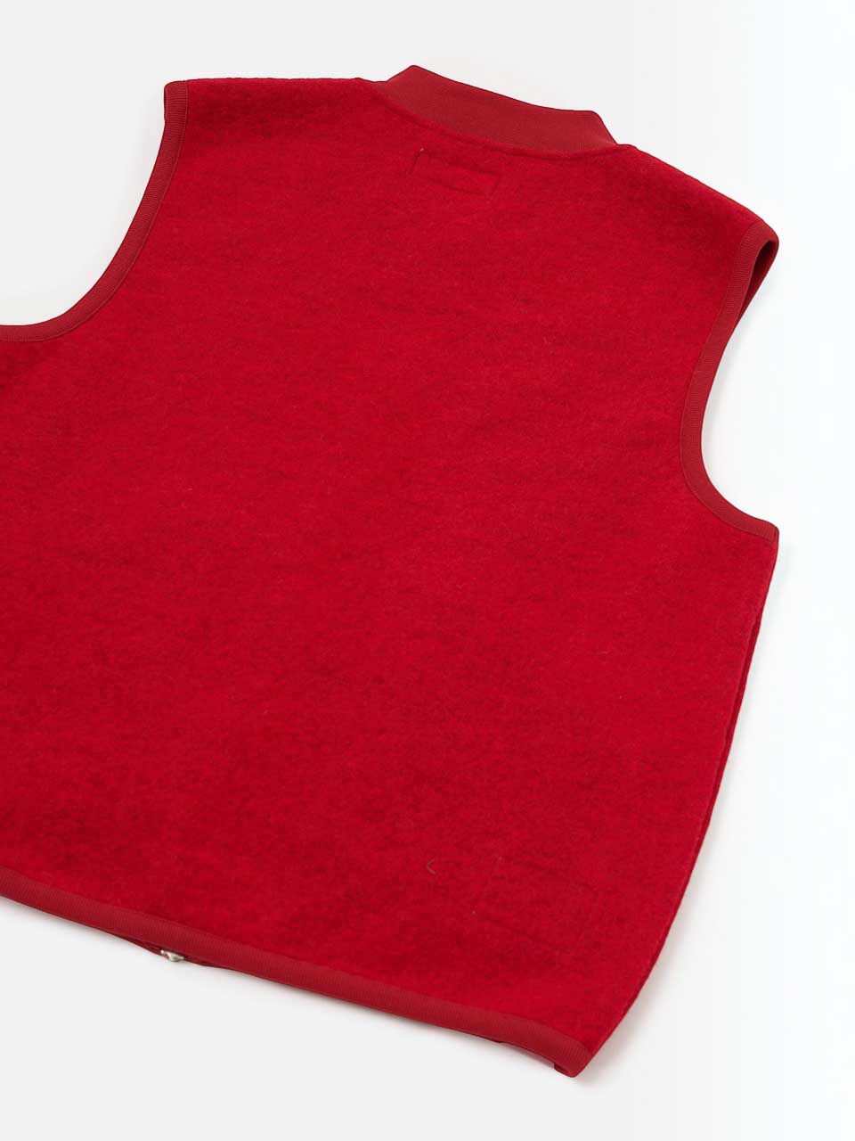 Universal Works Scarlet Wool Fleece Zip Waistcoat Red