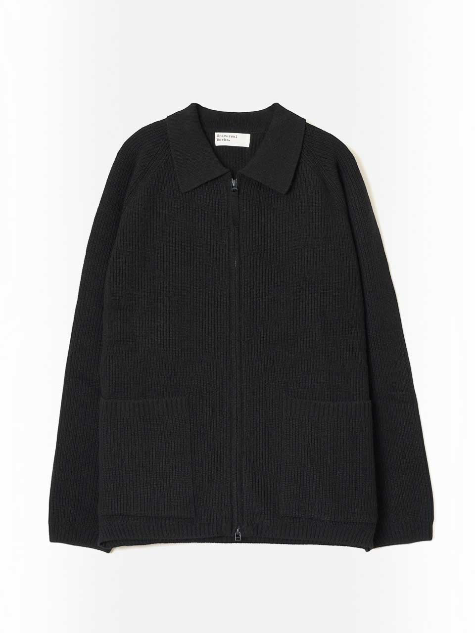 Universal Works Eco Wool Zip Cardigan Black