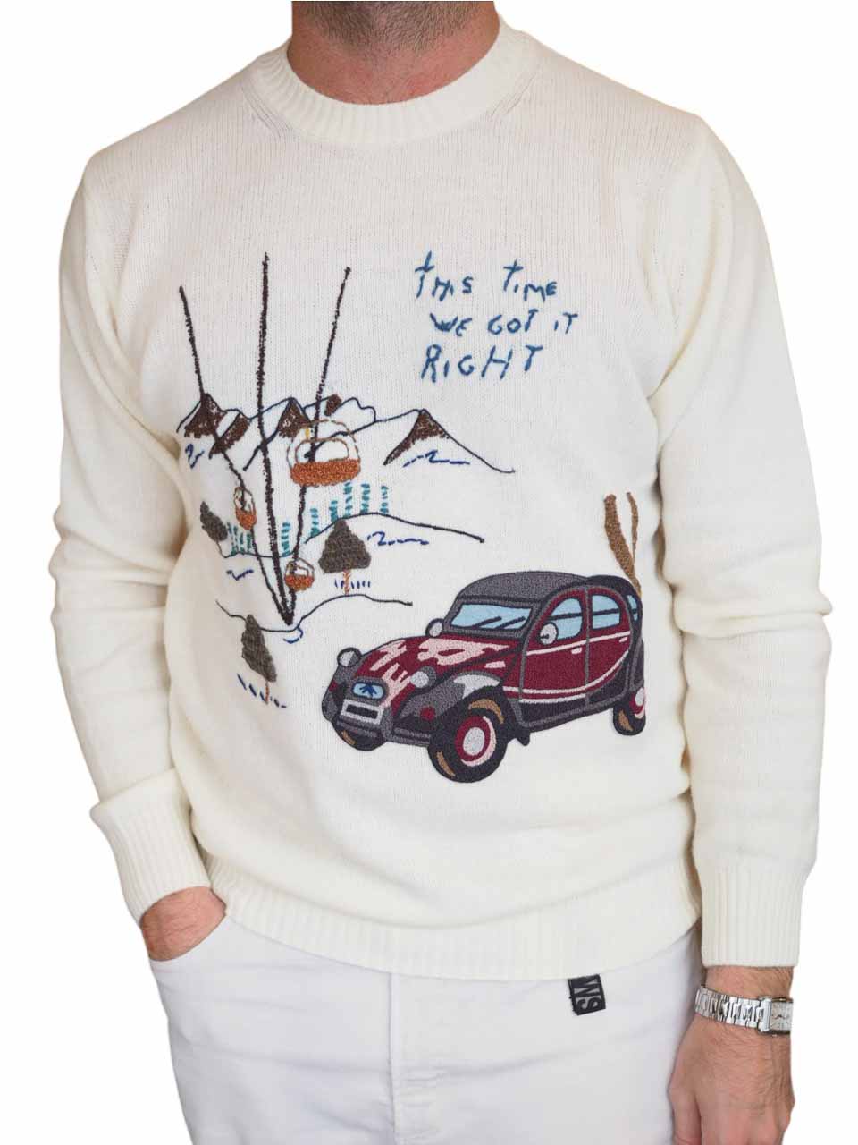 BOB Knitted Ski Crew Neck White