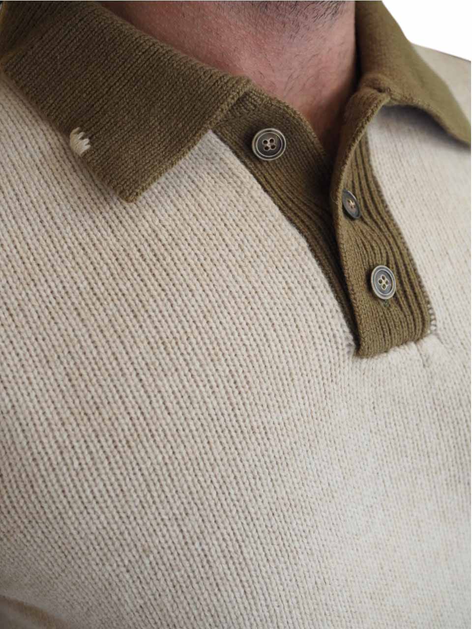 BOB Knitted Long Sleeve Polo Beige