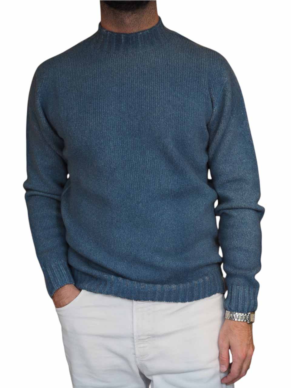 BOB Knitted Reversible Wool Half Neck Blue/Orange