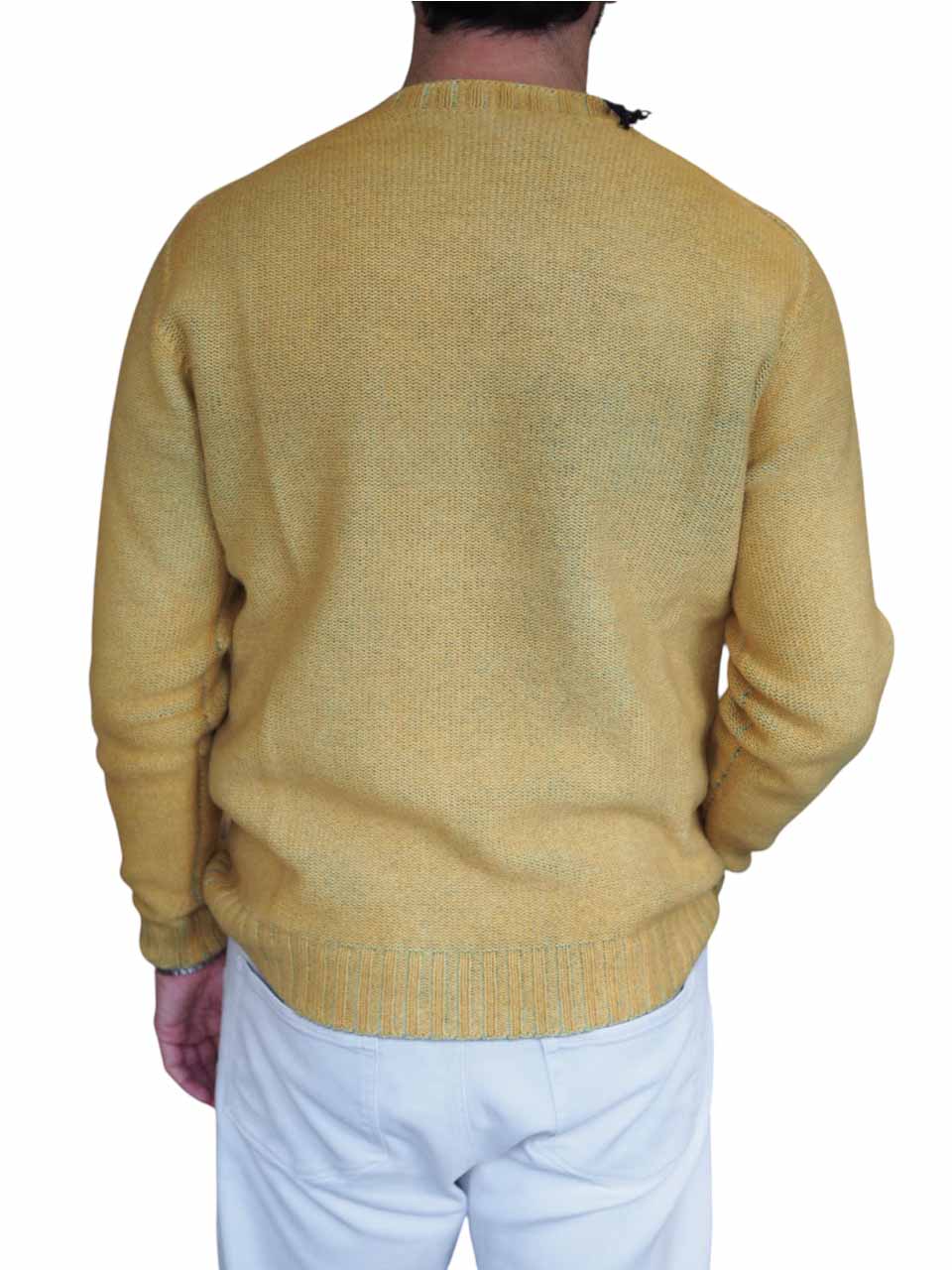BOB Knitted Reversible Wool Crew Neck Green/Yellow