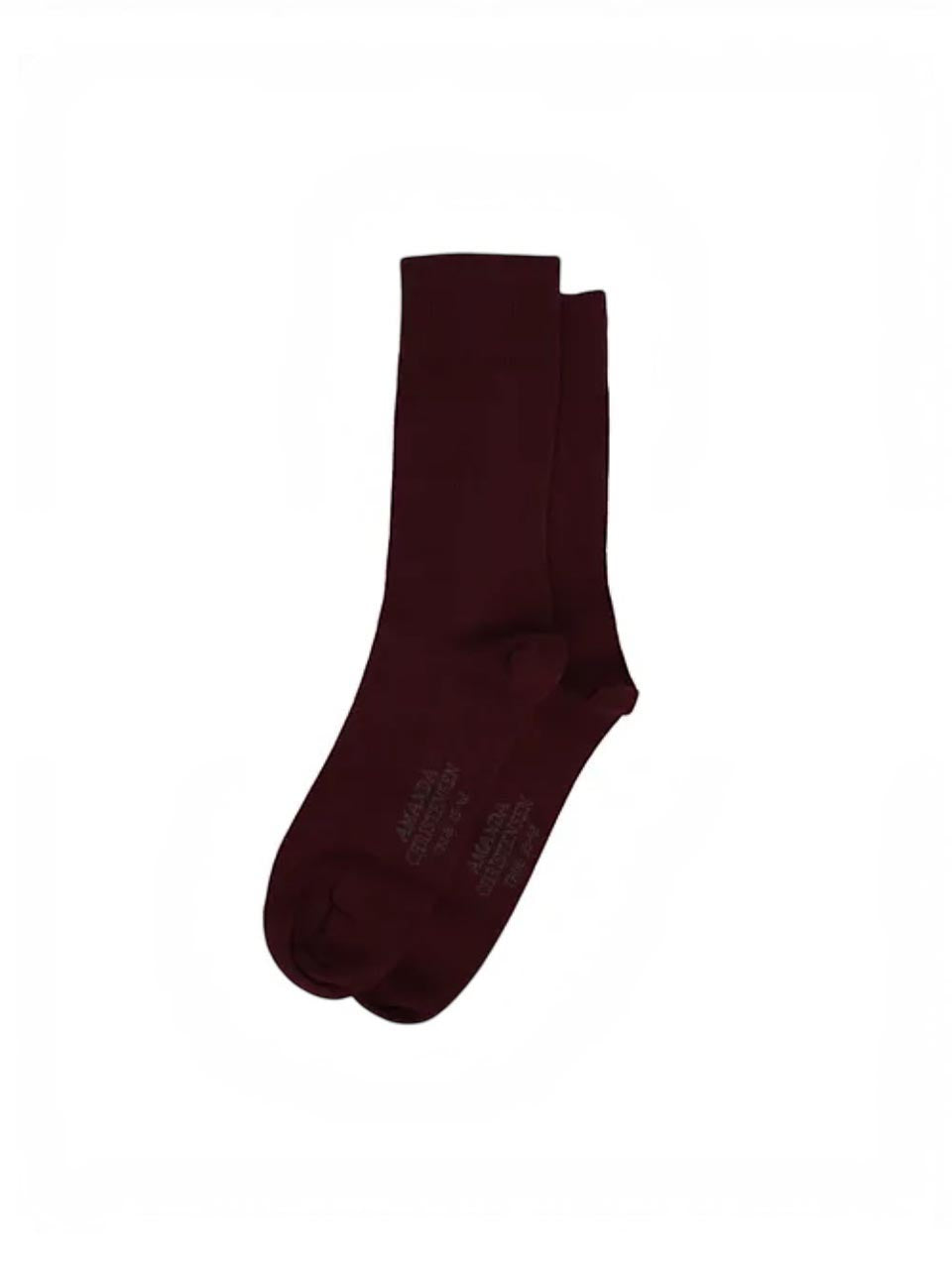 Amanda Christensen Ribbade bomullsstrumpor Bordeaux
