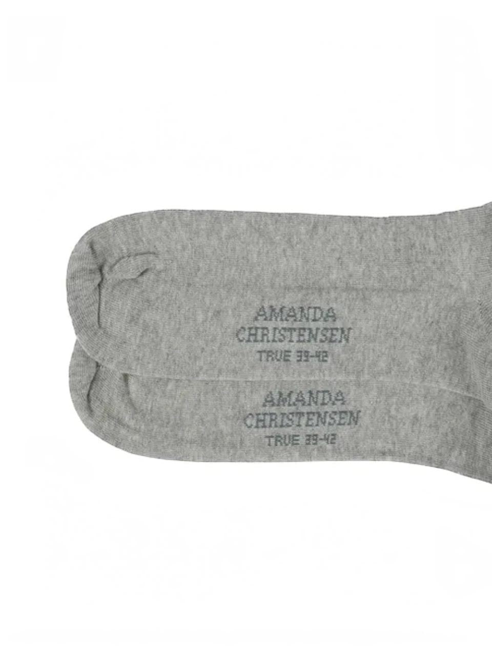Amanda Christensen Ribbed Cotton Socks Lt Grey Melange