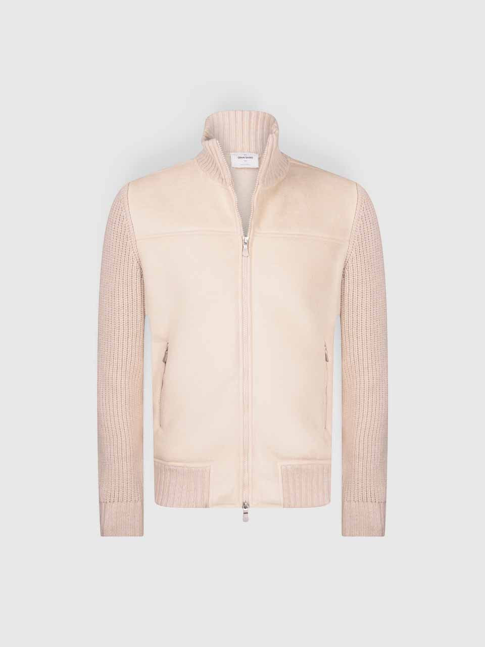 Gran sasso Knitted Hybrid Jacket Off White
