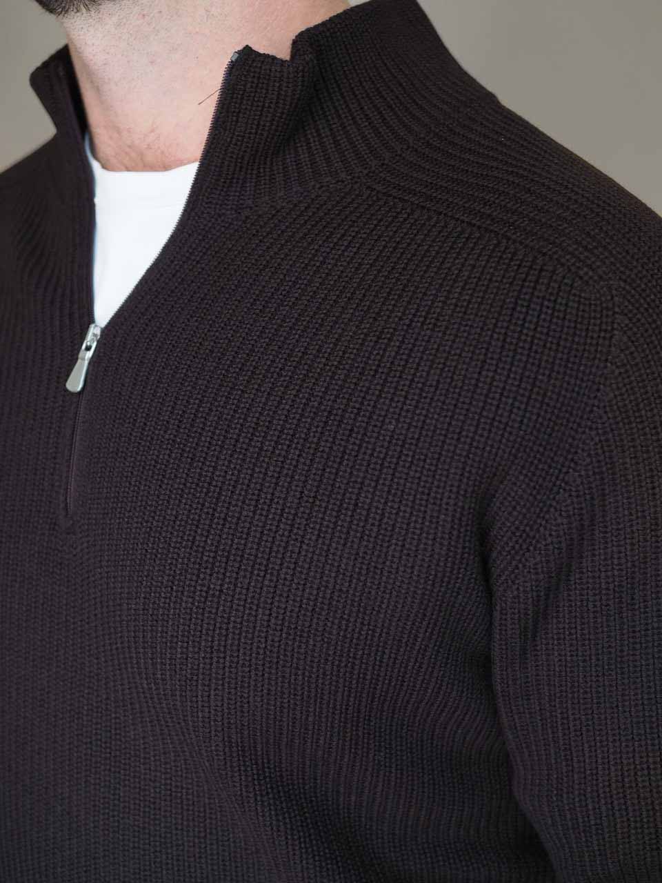 Gran Sasso Rainwool Half Zip Sweater Brown