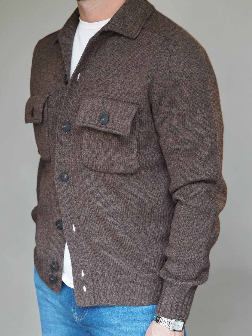 Gran Sasso Knitted Wool Overshirt Brown