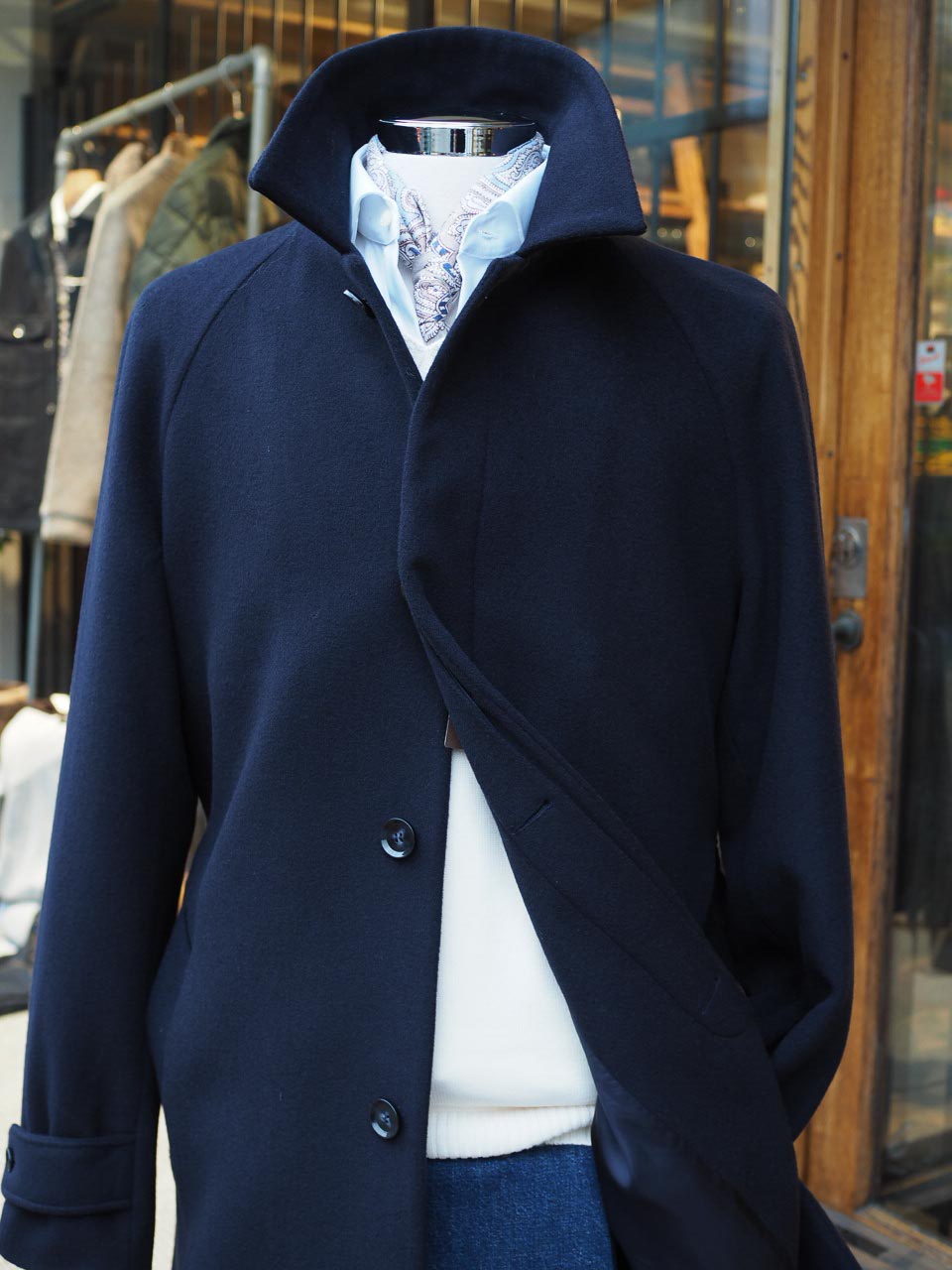 Studio 73 Wool Cashmere Raglan Coat Navy