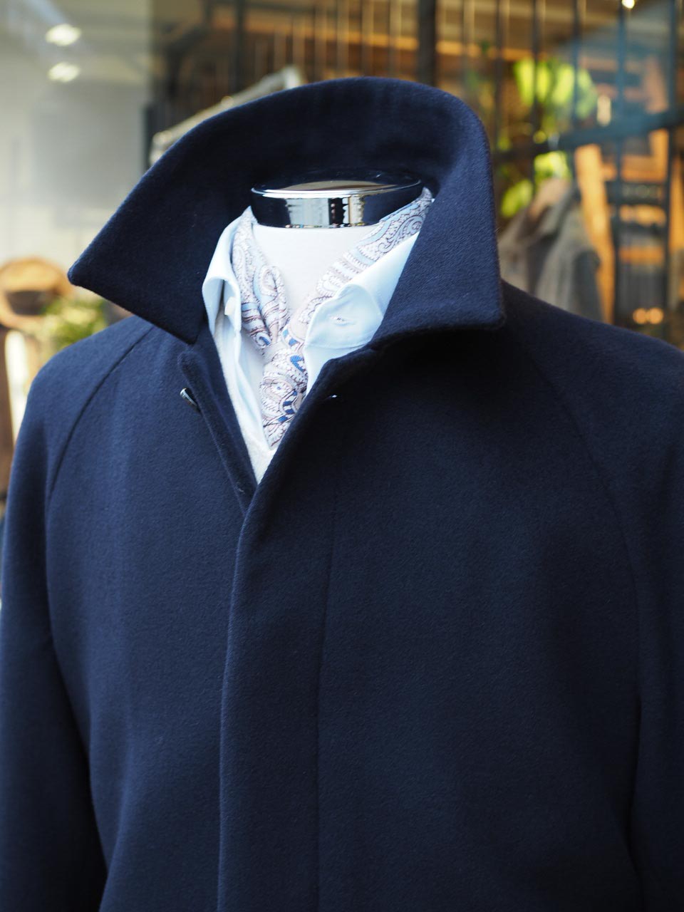 Studio 73 Wool Cashmere Raglan Coat Navy