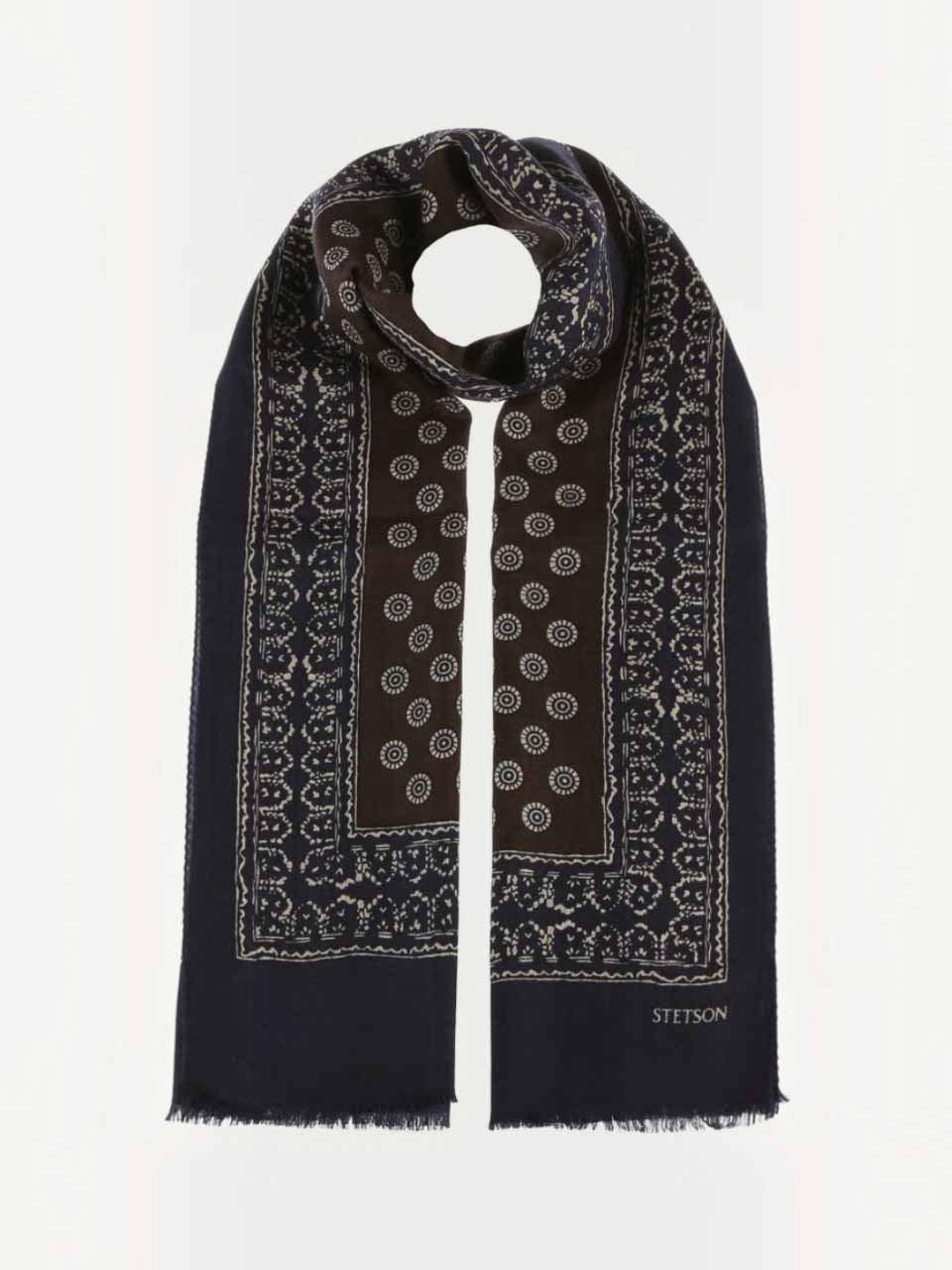 Stetson Polka Dots Wool Scarf Brown/Blue