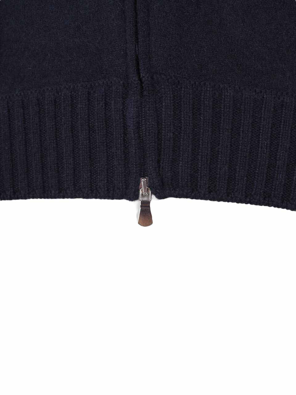 Felted Cashmere Full Zip Sweater Navy