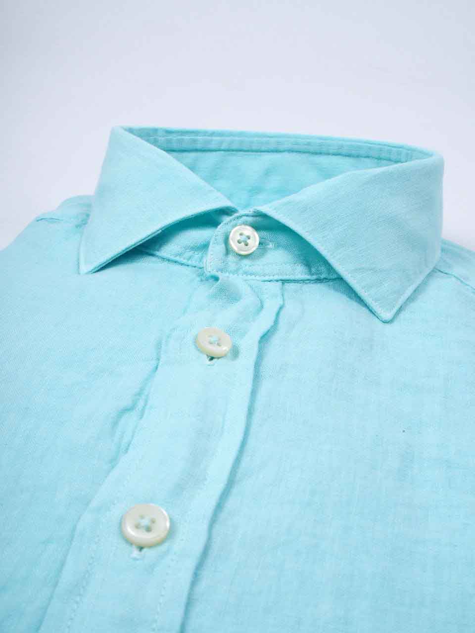 Ghirardelli 1911 Washed Linen Shirt Turquoise