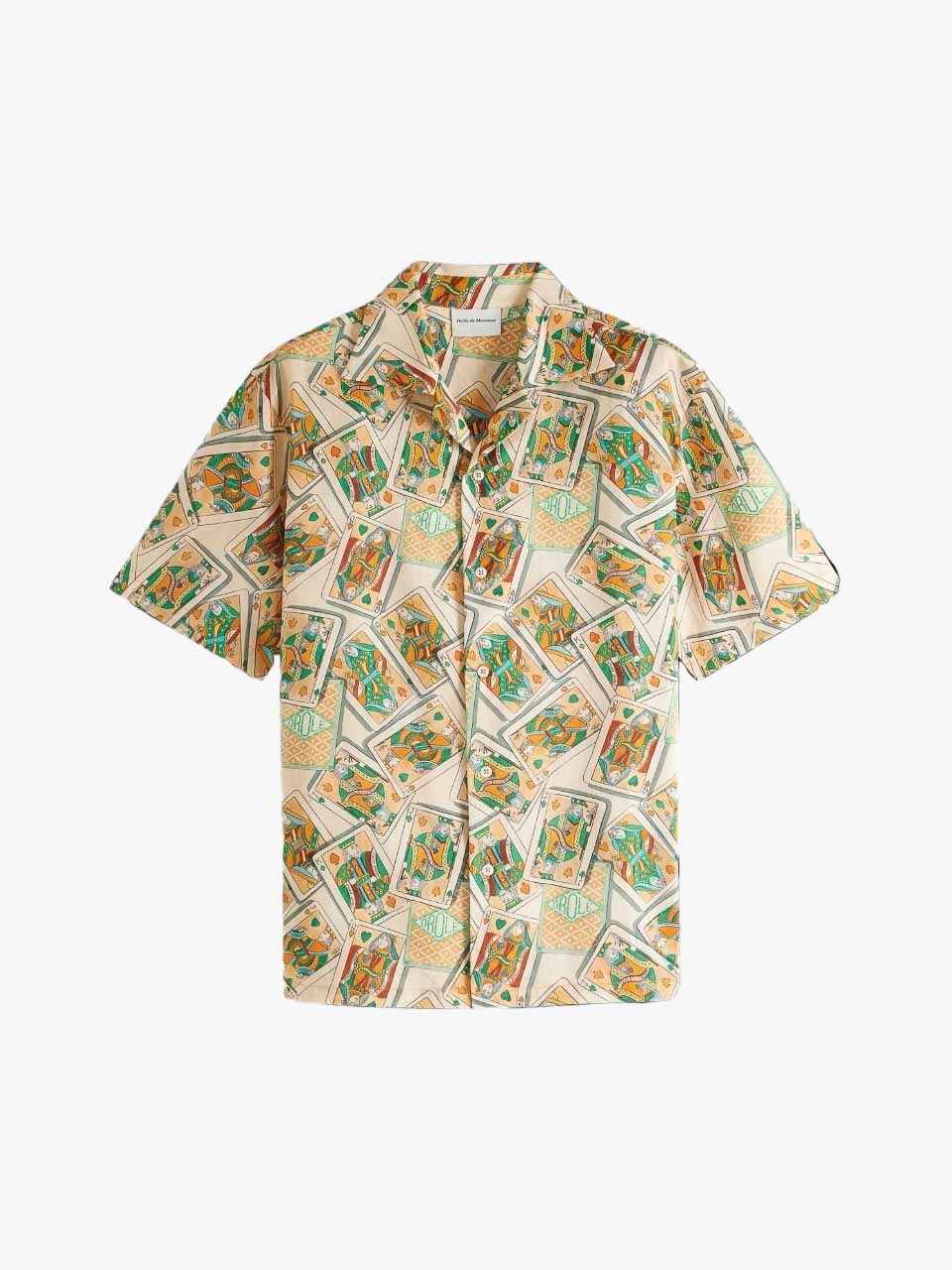 Drôle De Monsieur Short Sleeve Card Shirt Peach