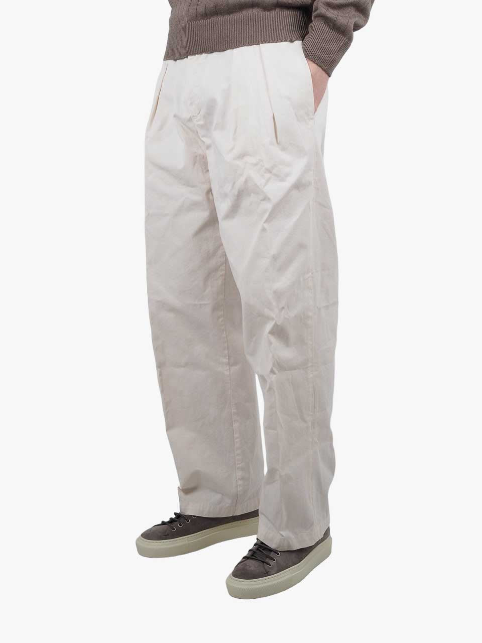 White Sand Loose Fit Drawstring Trousers Off White