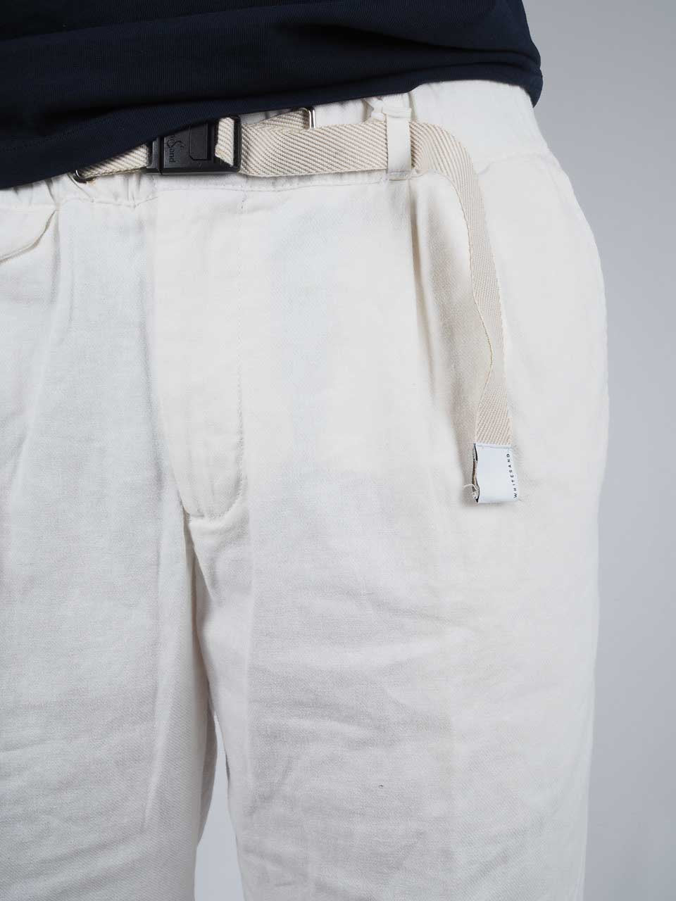 Cotton Linen Drawstring Trousers White