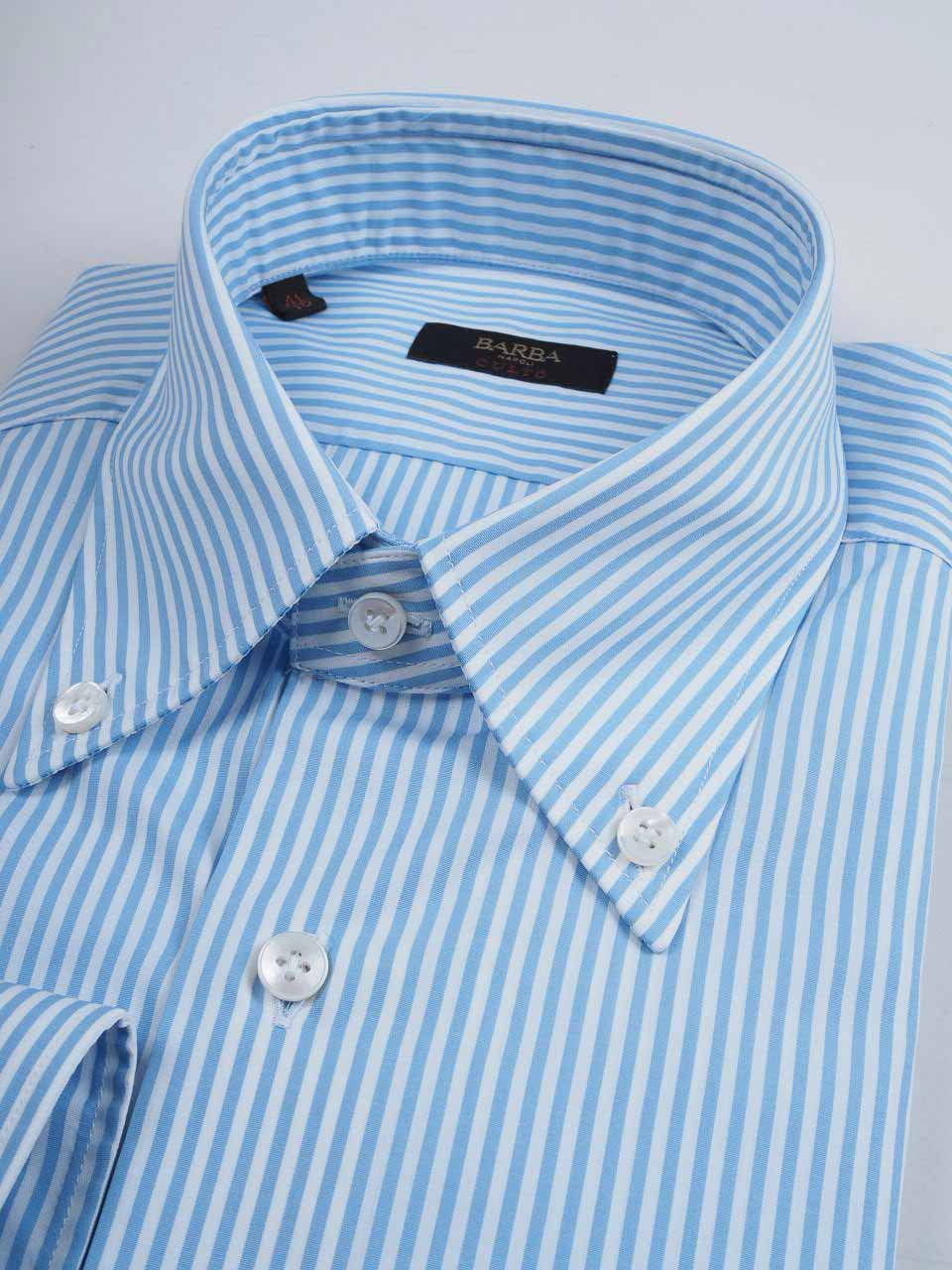 Barba Napoli Culto Button Down Striped Shirt Navy White