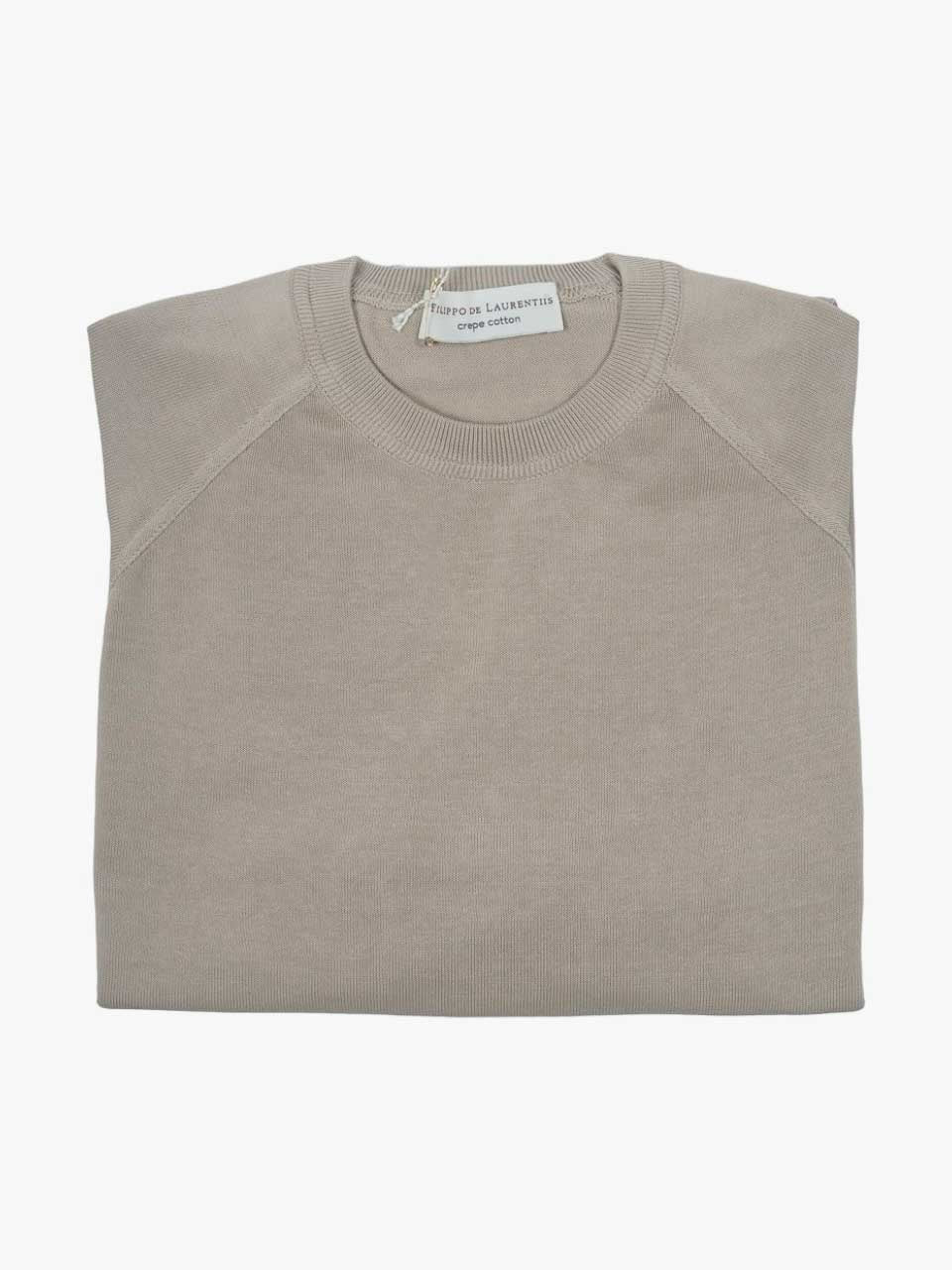 Crepe Cotton Crew Neck Beige
