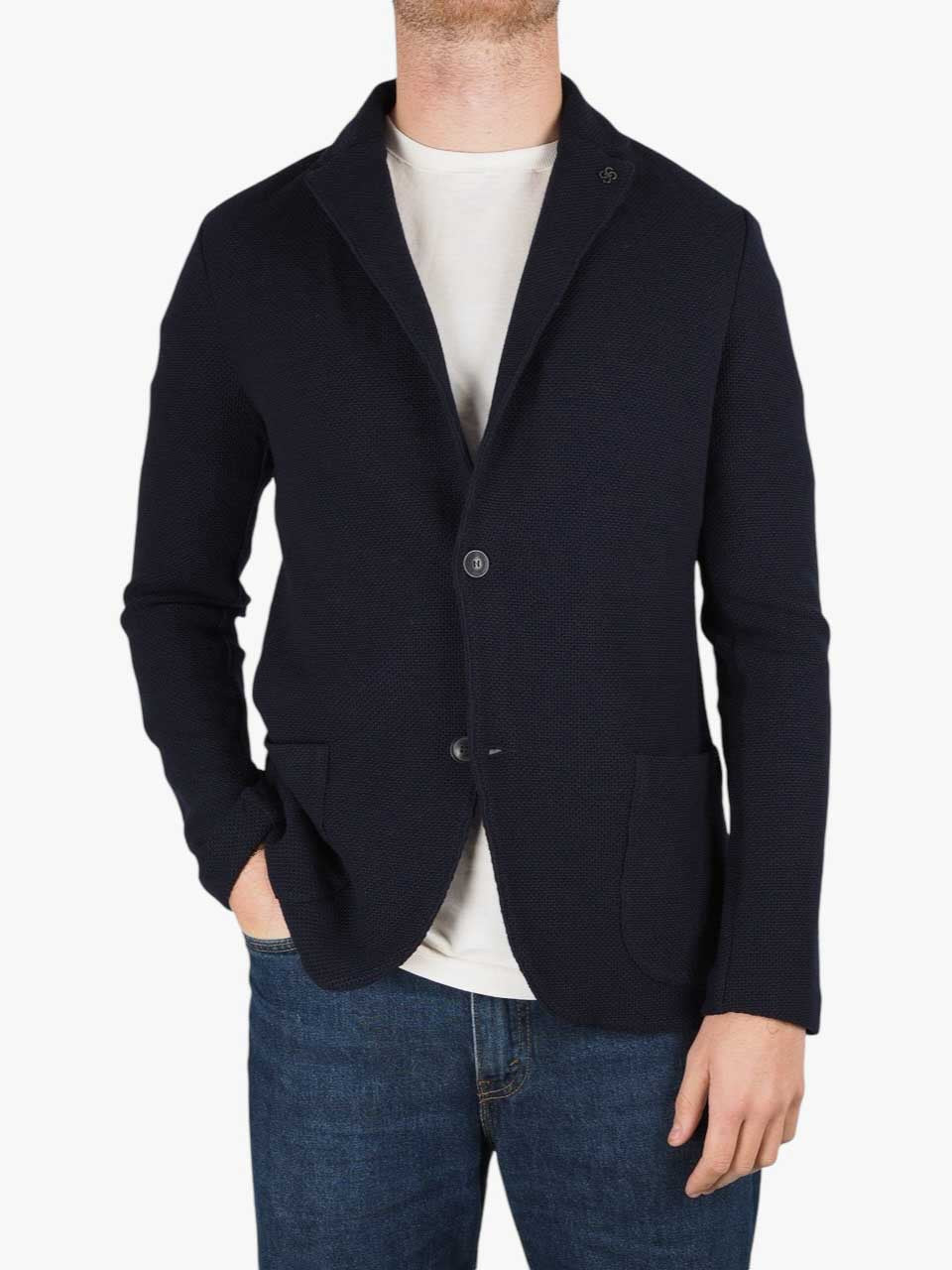 Knitted Wool Blazer Navy