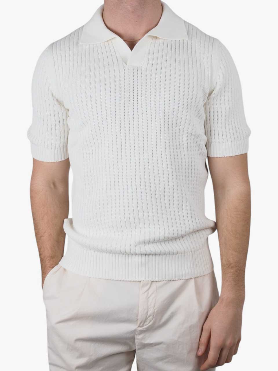 Knitted Cotton Polo White