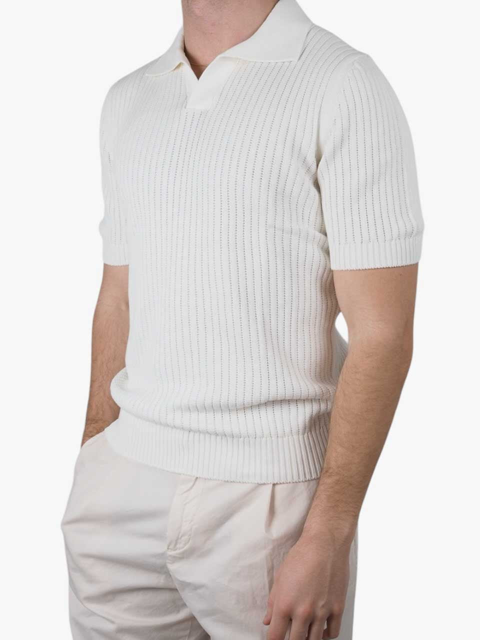 Knitted Cotton Polo White