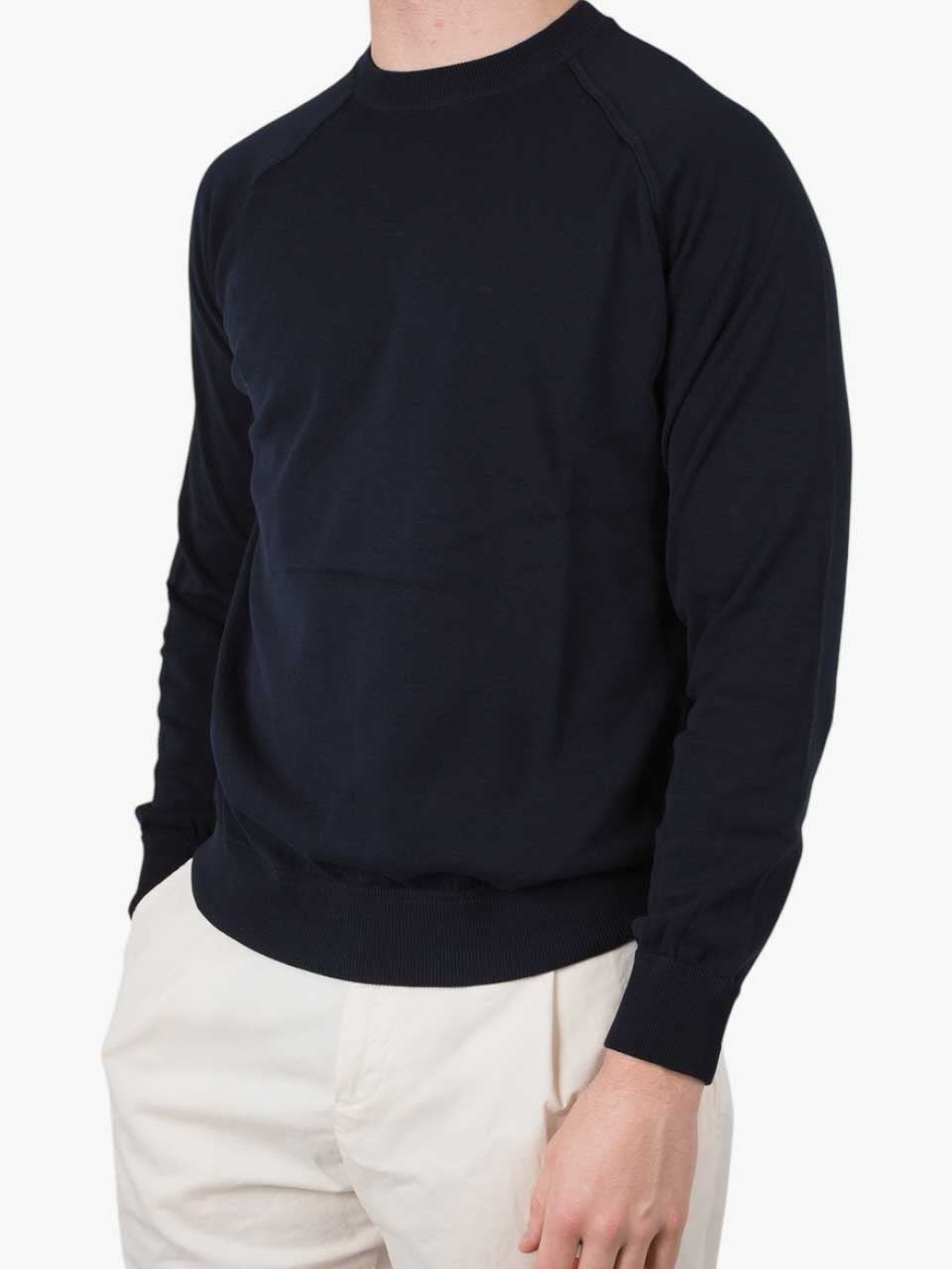 Crepe Cotton Crew Neck Navy