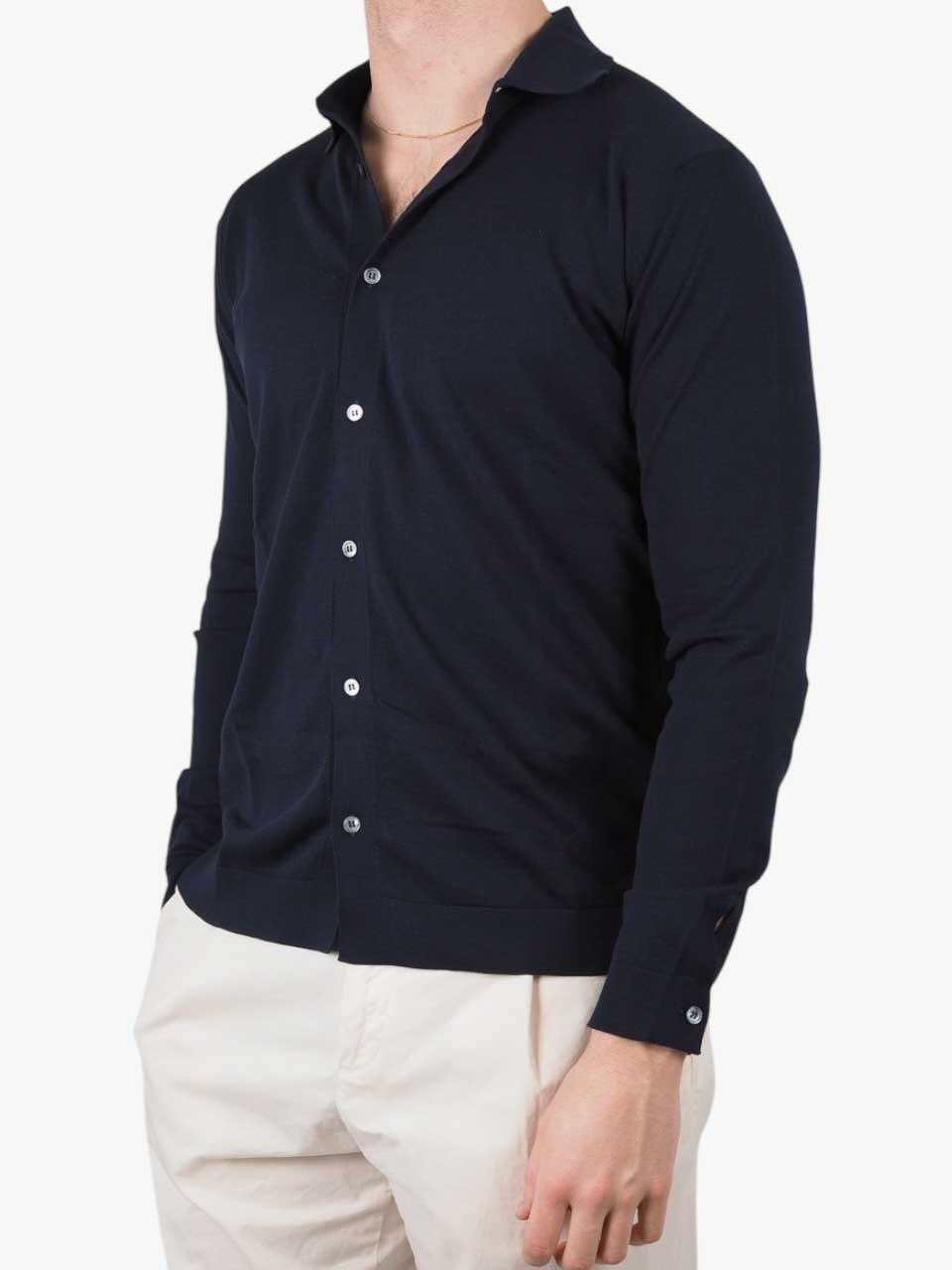 Crepe Cotton Shirt Navy