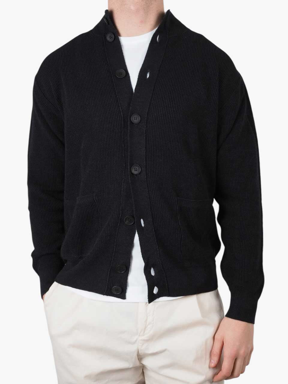 Linen Cotton Cardigan Black