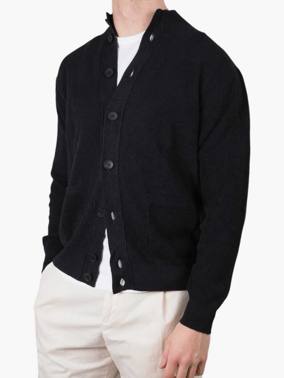 Linen Cotton Cardigan Black