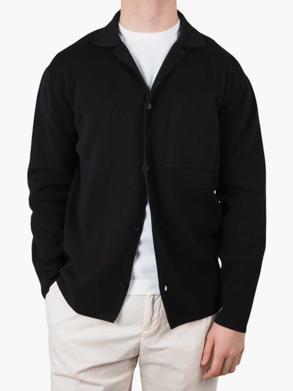 Crepe Cotton Overshirt Black