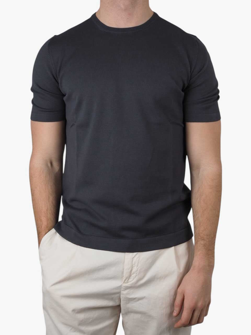 Knitted Cotton T-Shirt Grey