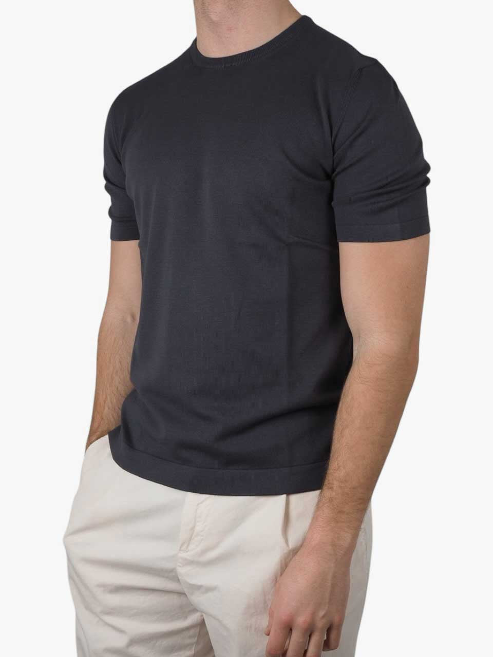 Knitted Cotton T-Shirt Grey