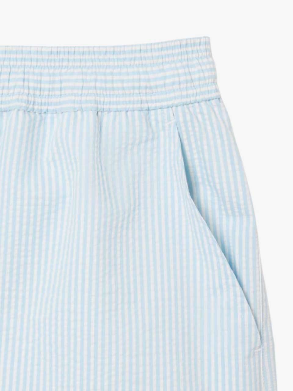 Lacoste Mid Length Striped Textured Swim Trunks