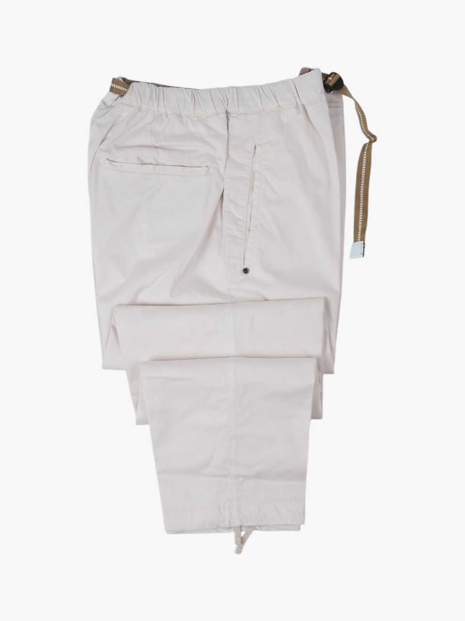 Washed Cotton Trousers Loose Fit Cream