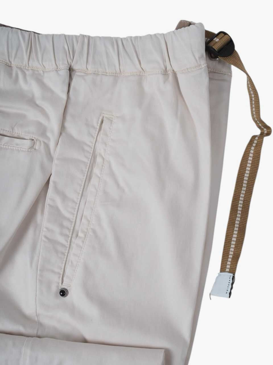 Washed Cotton Trousers Loose Fit Cream