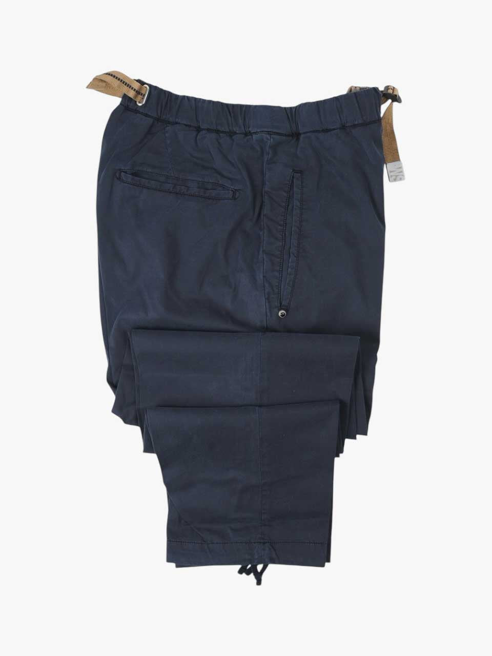 Washed Cotton Trousers Loose Fit Navy
